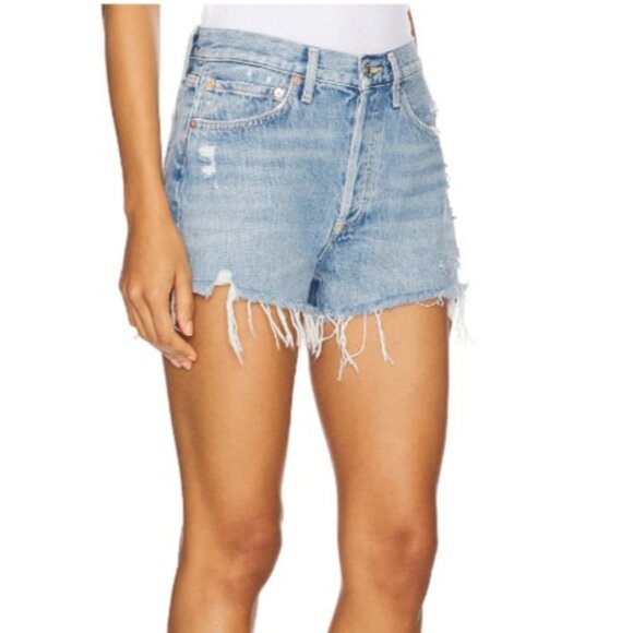 Agolde Pants - Agolde Women's 28 Distressed High Rise Denim Shorts Light Wash 100% Cotton